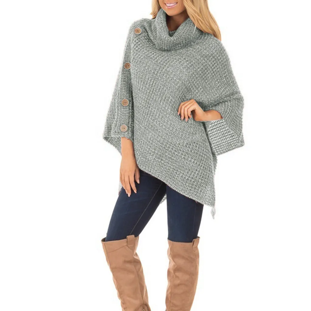 SAGACE Свободный Длинный трикотажный свитер с воротником черепашкой Женский