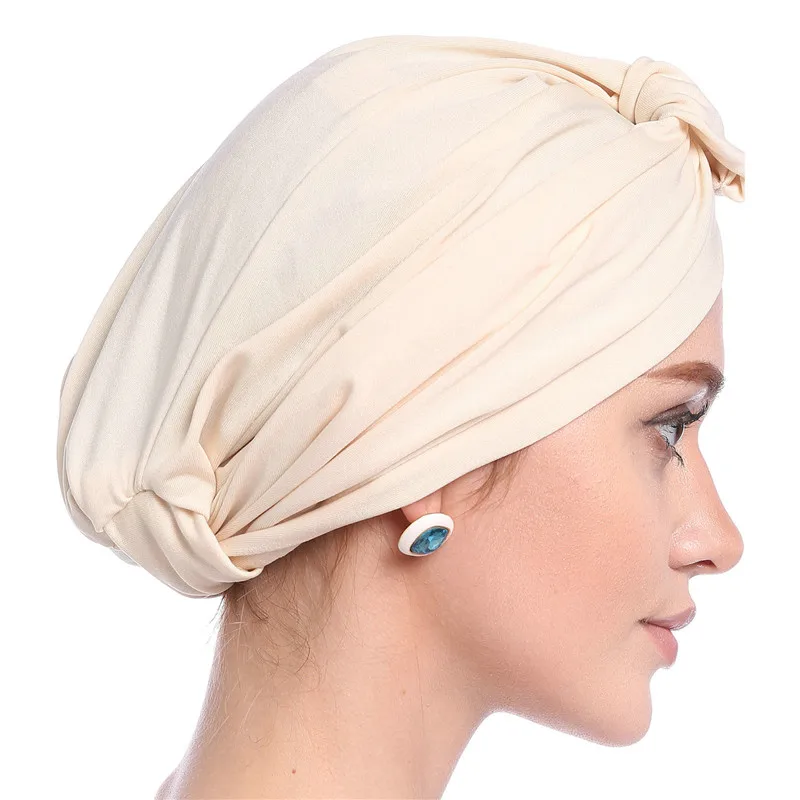 2019 мусульманская женщина головной убор шляпа Твердые Модальные тюрбан