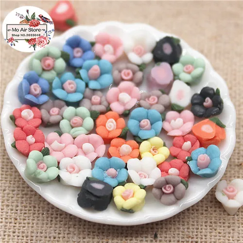 mix color 50pcs 50 шт 6 мм Разноцветные керамические цветы ручной работы с плоской задней стороной Кабошон DIY украшения для телефона без отверстия - Цвет: mix color 50pcs