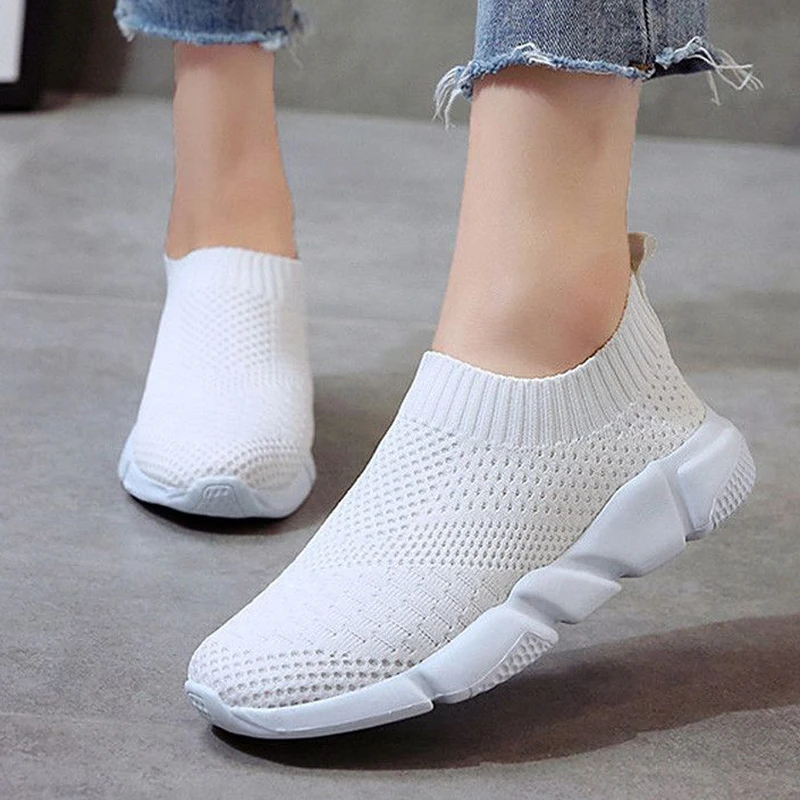 Женская обувь; Прямые фабричные кроссовки Flyknit; женская спортивная обувь больших размеров; женская повседневная обувь на плоской подошве; вулканизированные Прогулочные кроссовки для баскетбола