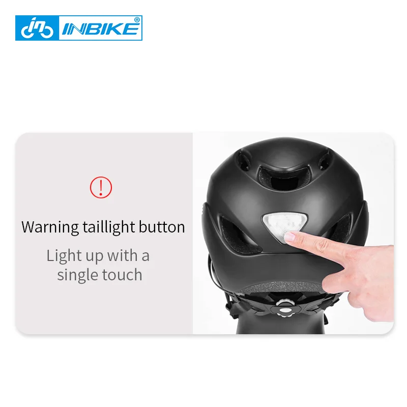INBIKE City Road Cycling Helmet With Taillights Integrally-molded Men Women Bike BackLED Light For Bicycle Scooter | Спорт и