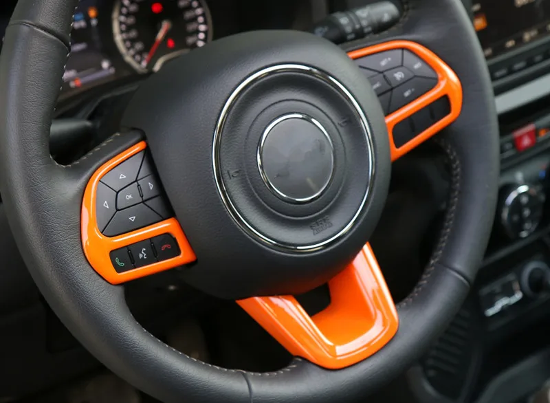 

2 PCS ABS Steering Wheel Buttons Cover Trim Car Styling Auto Accessories Interior Decoration Sequins for Jeep Renegade 2015 up