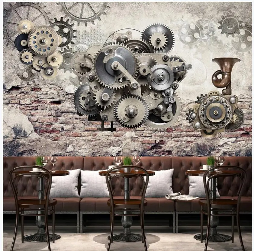 Настенные 3d фотообои WDBH на заказ ностальгические обои с механическим механизмом