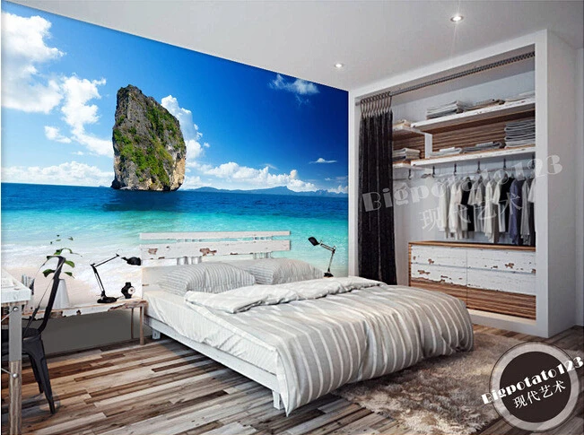 3D фрески на заказ свежий голубой пейзаж небесно-голубого цвета настенная бумага