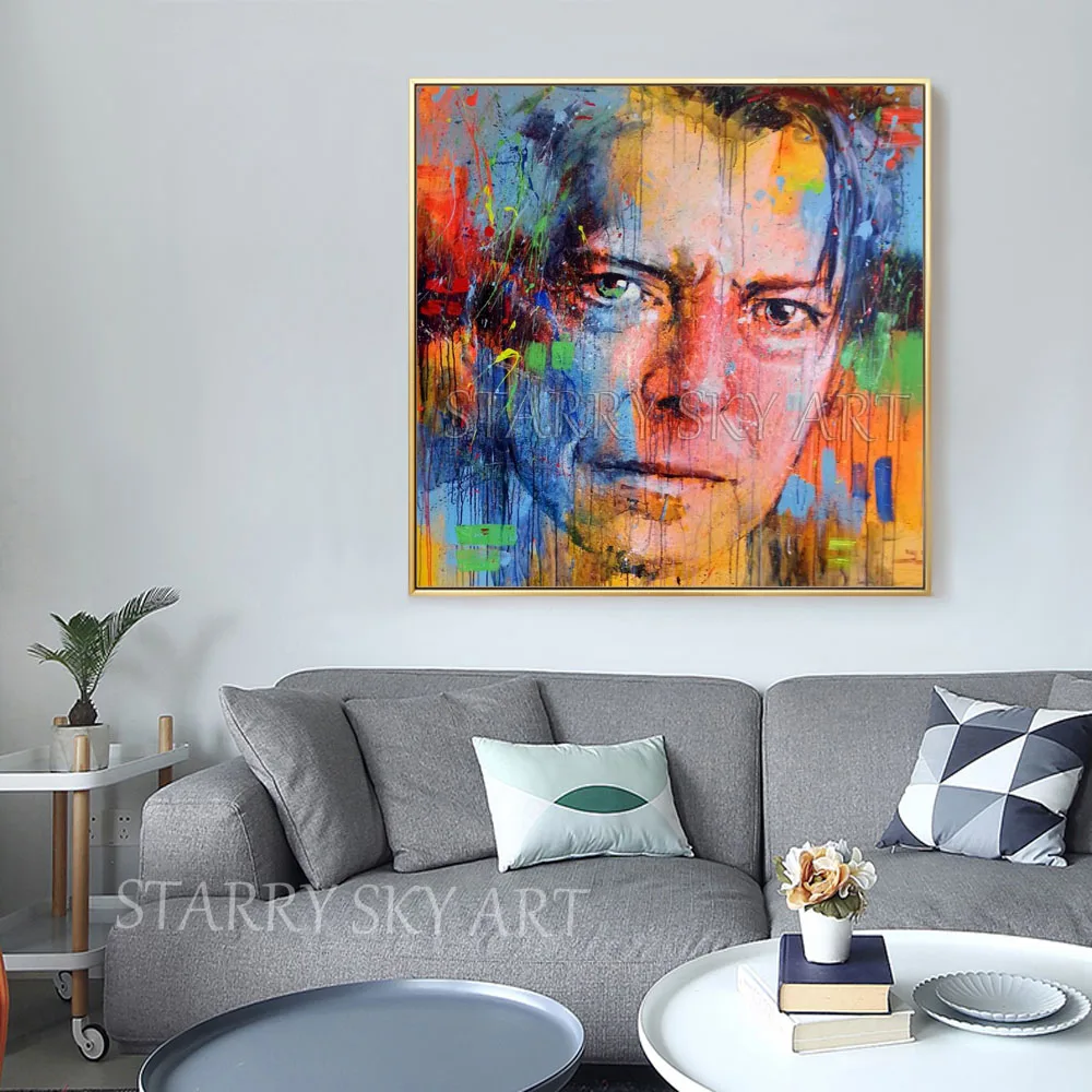 

Fashion Wall Art Hand-painted Abstract Modern Portrait Oil Painting on Canvas Colorful Man Portrait Oil Painting for Living Room