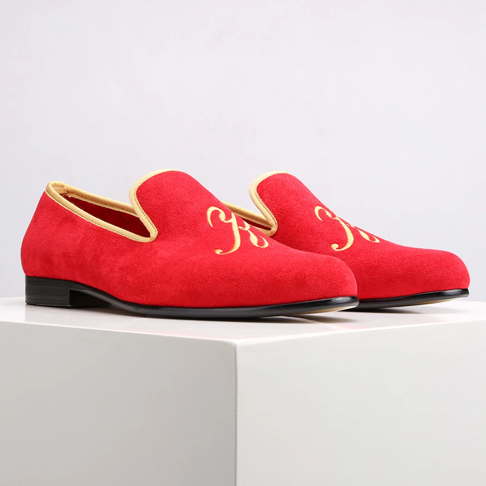 2018 новый стиль мужские замшевые туфли из коровьей кожи с индивидуальным вышитым