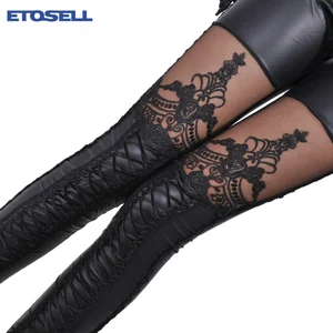 Брюки ETOSELL женские кружевные из искусственной кожи