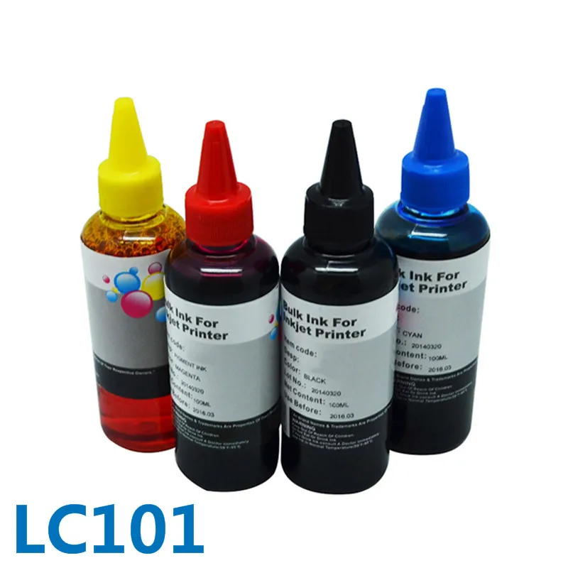 

4 Bottles For Brother LC101 Hot Sale Optional Color Bulk Printer Dye Ink For DCP-J152W/MFC-J245/J285DW/J450DW/J470DW/J475DW
