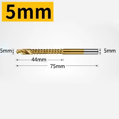 5mm Титановое покрытие, деревообрабатывающее сверло, плотницкое дерево, пластмассовое металлическое отверстие, пазовое сверло, режущее слотовое Пилообразное сверло - Цвет: 5mm