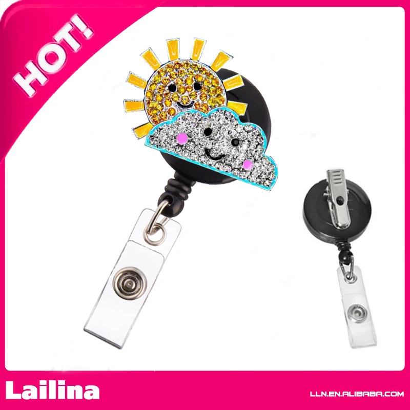 

Значок «Солнечный день» от солнца и облака, держатель для катушки ~ великолепный превосходный значок с блестками ~ медицинский значок