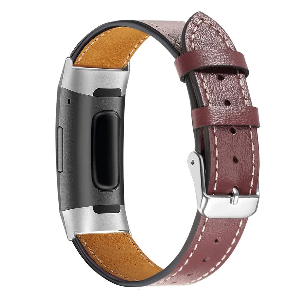 Ремешок для часов из натуральной кожи сменный Браслет умных Fitbit Charge 3