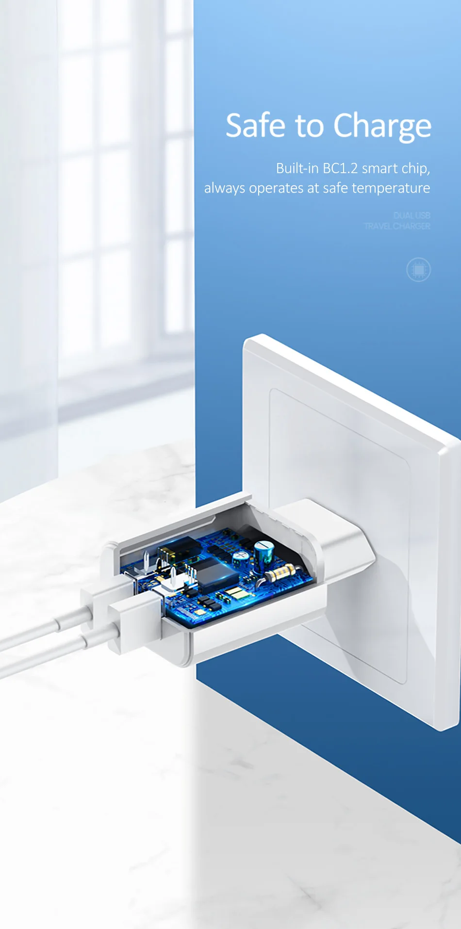 USAMS Dual USB настенное зарядное устройство 2.1A Быстрая зарядка мобильного телефона адаптер для iPhone X 8 EU/US вилка зарядное устройство для iPhone samsung