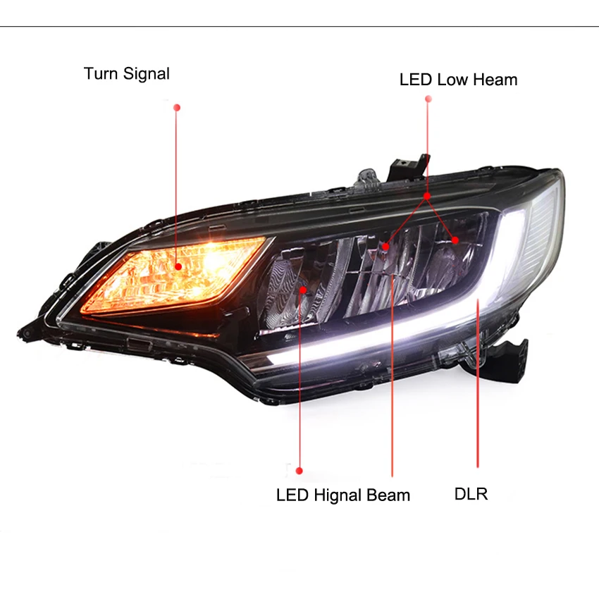 Vland factory GK5 RS передняя фара для фары модели Подходит 2014 2017 2018 JAZZ Head lamp DRL + Full LED