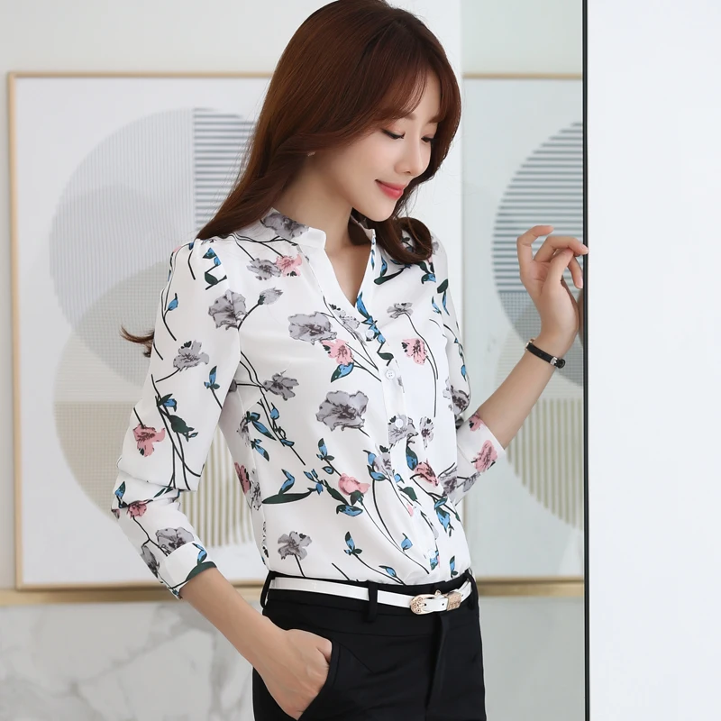 Женская блузка с длинным рукавом Повседневная Облегающая рубашка в Корейском