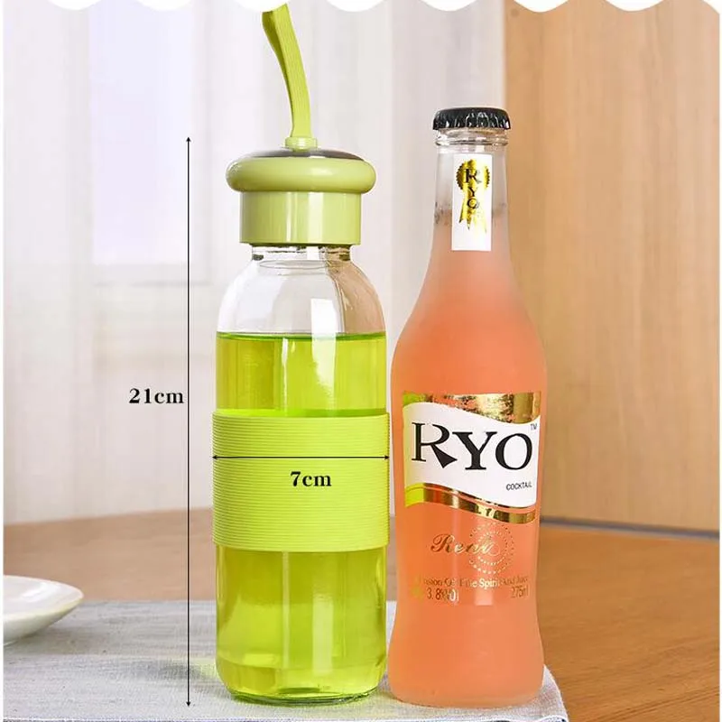 Прозрачная стеклянная бутылка 400 мл портативная Спортивная для занятий спортом