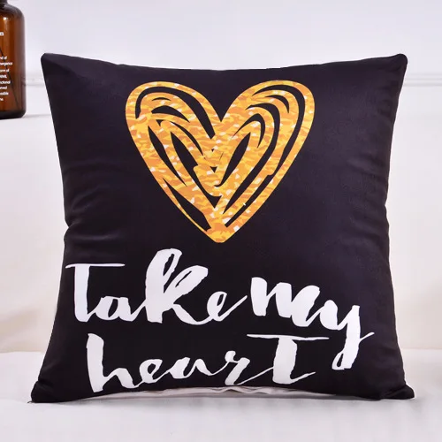 Cushion cover17 Черные, желтые, полосатые подушки, Золотое любовное сердце, с рисунком оленя, наволочка, домашний стул, диван-кровать в машине, декоративные наволочки - Цвет: Cushion cover17