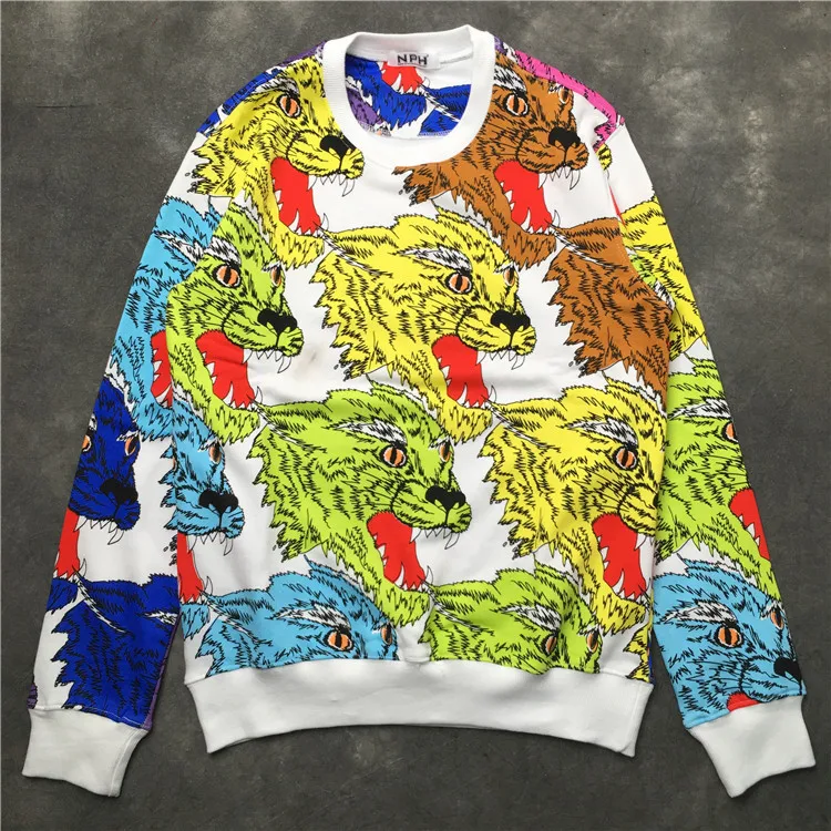 

New 19ss Men Punk Full Angry wolf Hoodies Hoody hooded Sweatshirts velvet Cotton Drake Thick Fleece Street Hip hop #H43