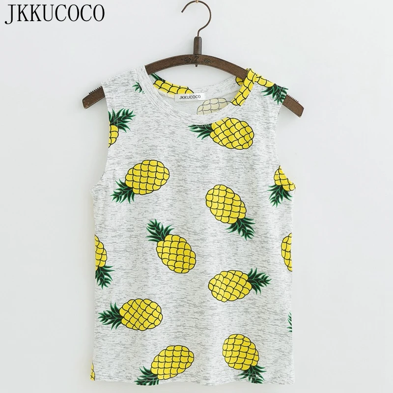 Топ JKKUCOCO Популярные майки женские топы Для Мороженого/мороженого/ананаса