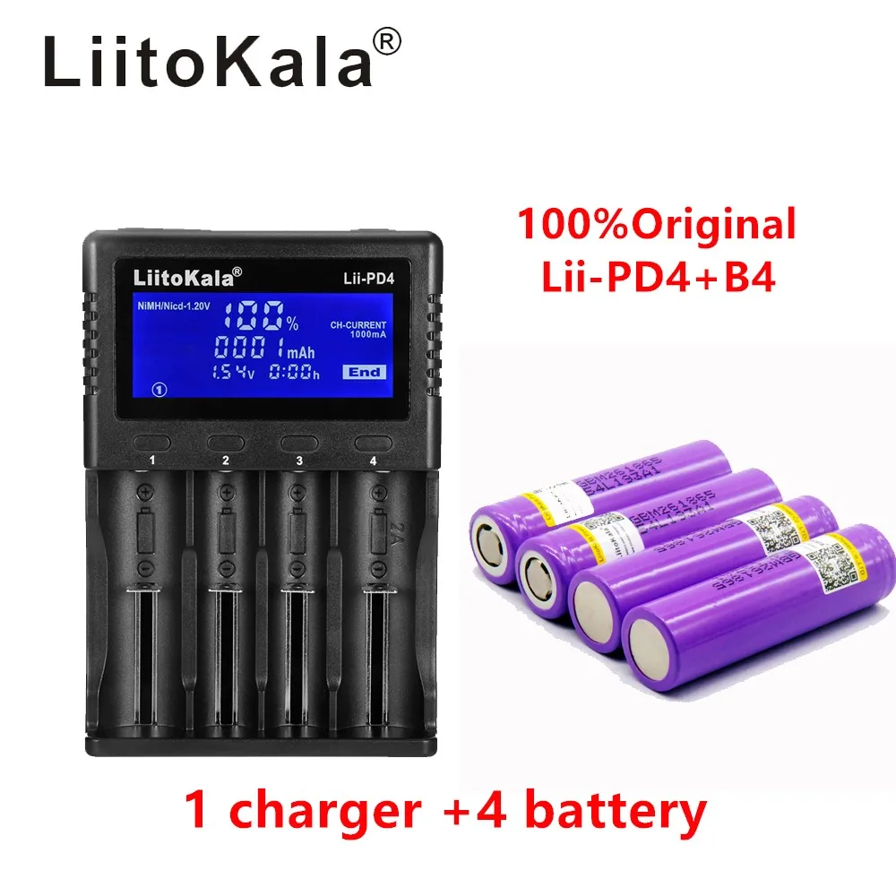 Зарядное устройство LiitoKala с ЖК дисплеем 3 7 в 18650 21700 4 шт. 2600 мАч|Перезаряжаемые