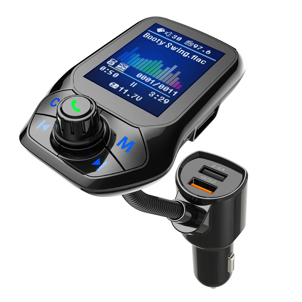 Siparnuo беспроводной Bluetooth fm-передатчик модулятор Hands-free автомобильный комплект 1,8 дюймов цветной экран MP3-плеер с 5 В QC3.0 Dual USB