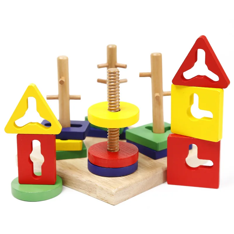 

Wooden Toys Children Educational Puzzle 3D Geometry Shape Intellige Learning Tools Toys & Games