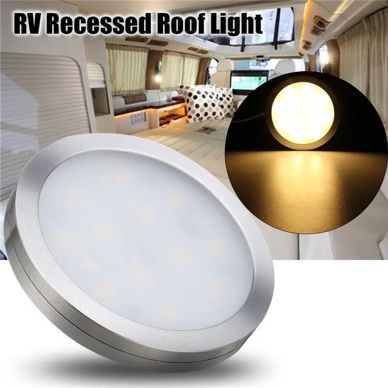 

12V LED Light RV Camper Trailer Boat Interior Ceiling Down Roof Showcase Round Lamp NJ88