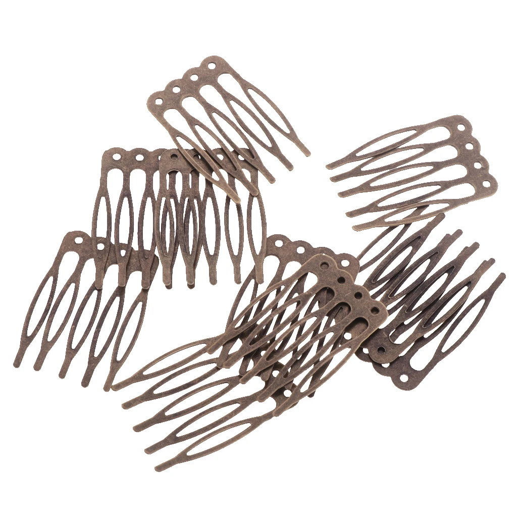 Bronze 2.7cm 10 шт./партия 5/10 зубья металлический сплав заготовка DIY сплав расческа для волос зажим заколки набор аксессуаров для рукоделия - Окраска металла: Bronze 2.7cm