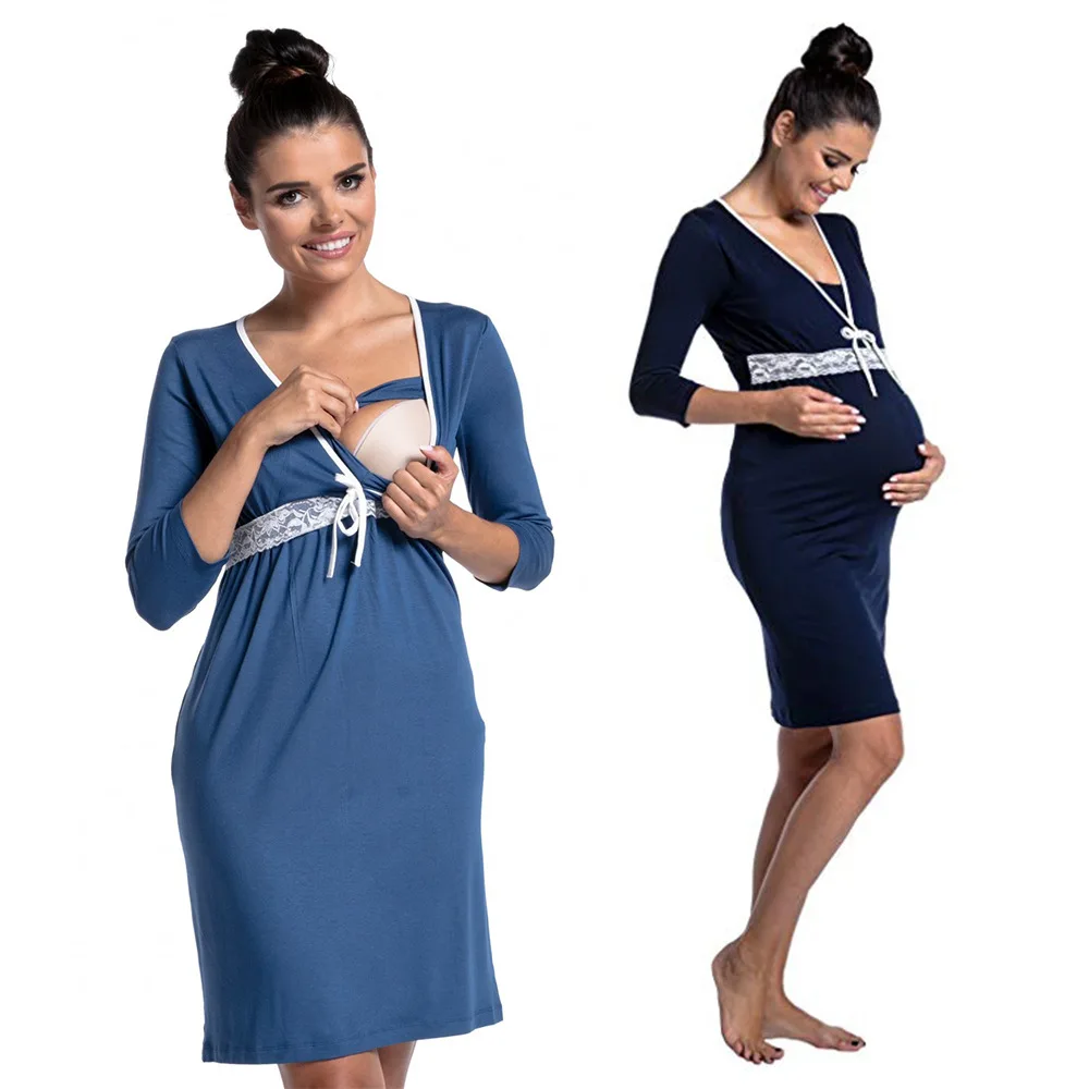Lace Maternity Pajamas Pregnant Women Nursing Sleepwear Breastfeeding Clothes Robe | Мать и ребенок