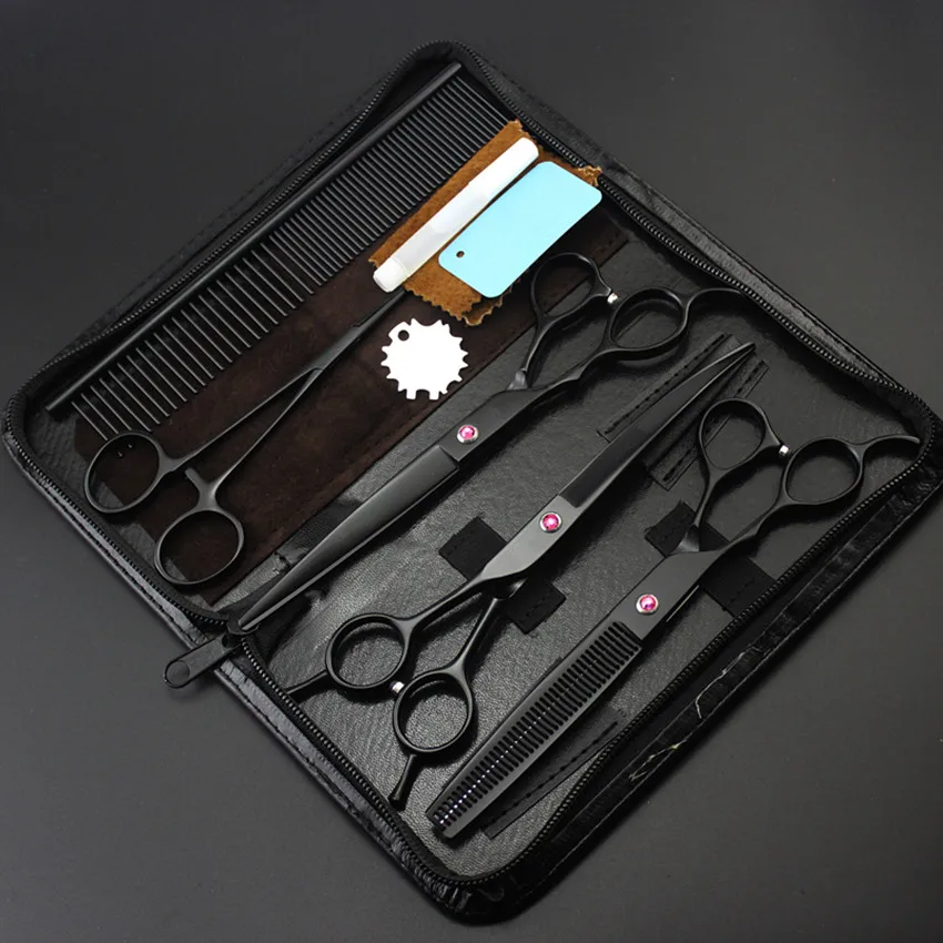 

5 kit Professional japan left hand 7'' pet dog grooming cutting shears hair scissors thinning barber hairdressing scissors set