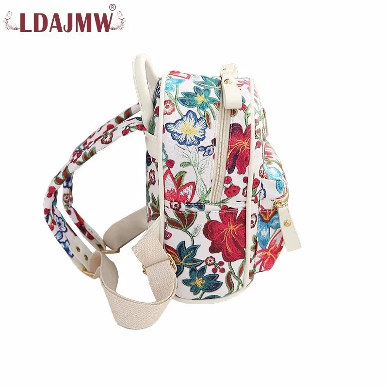 LDAJMW 2018 Новый Модный женский кожаный рюкзак с трехмерной цветочной вышивкой для