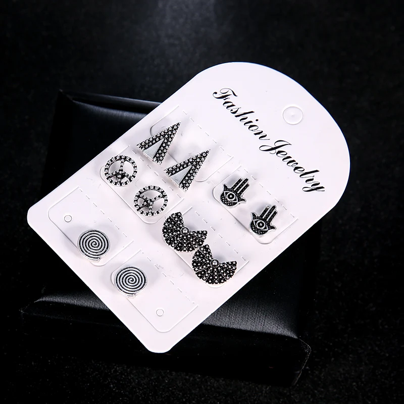 

Jewdy 4 pair/ set Bohemia earrings women silver color swirl stud earrings for women boho Boucle D'oreille jewelry Brincos