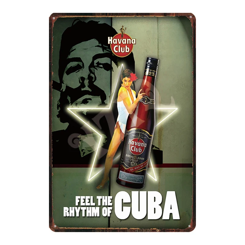 Пивная металлическая тарелка Havana Club с жестяными знаками потертая шикарная