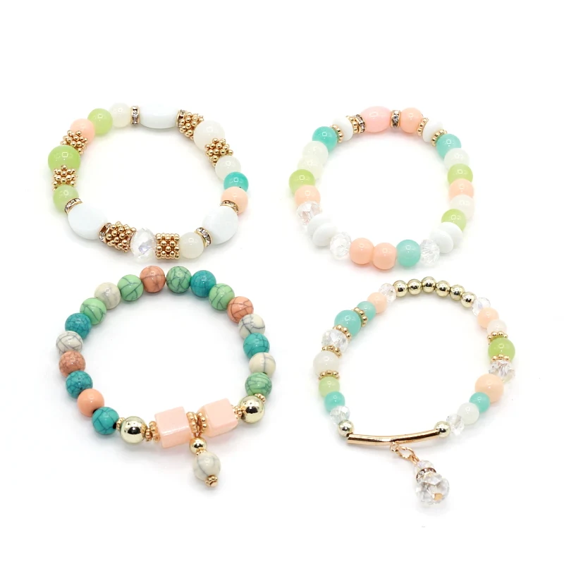 4 шт./компл. милые конфетные бусины хрустальные браслеты и тянущиеся Комплект