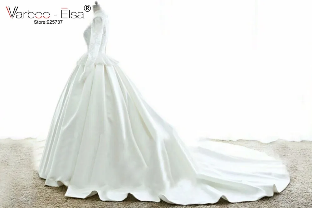 Белое Элегантное Атласное Свадебное Платье varboo_эльза 2018 высококачественные