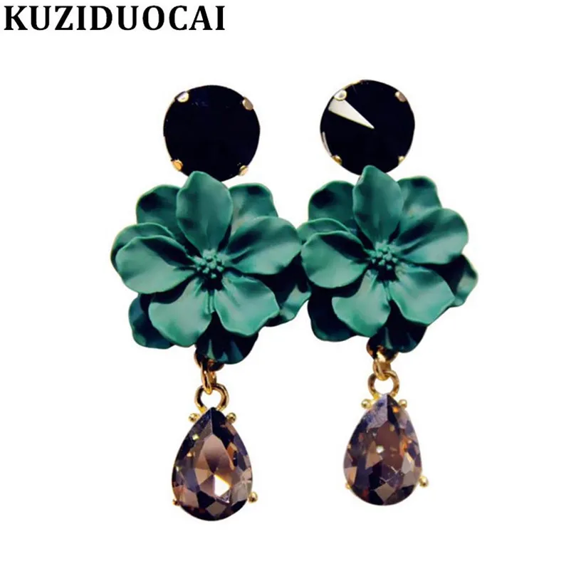 Kuziduocai новые модные ювелирные изделия цветы Висячие форма капли серьги для женщин