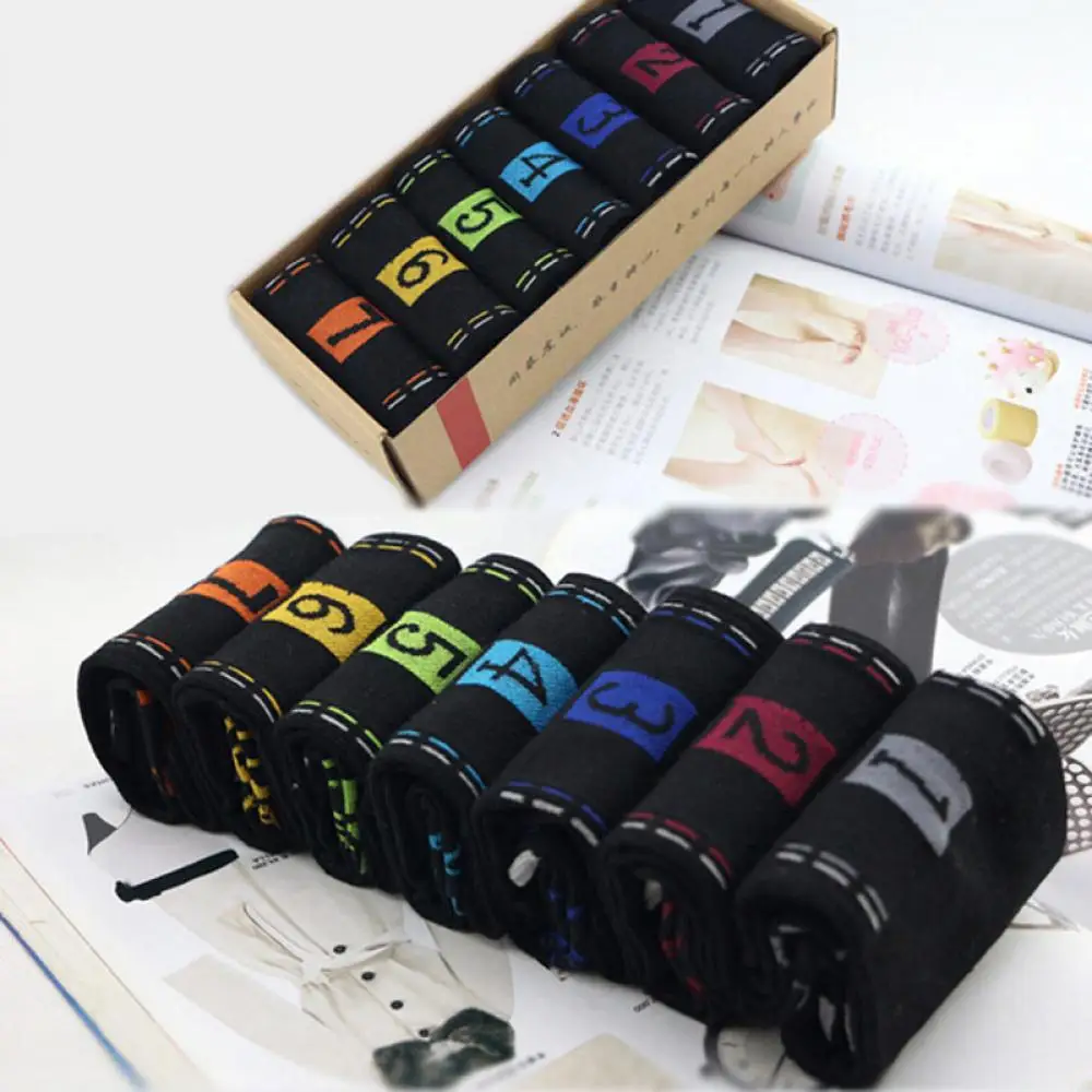 Носки мужские 7 пары/компл. модные повседневные хлопковые до щиколотки с вырезом