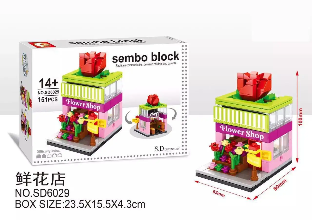 Мини-уличная серия уличный вид модель магазина строительные блоки игрушки для