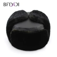 bfdadi 2021 hot good quality luxury mens bomber hat lei feng cap warm winter ear thermal lined with cotton free shippin