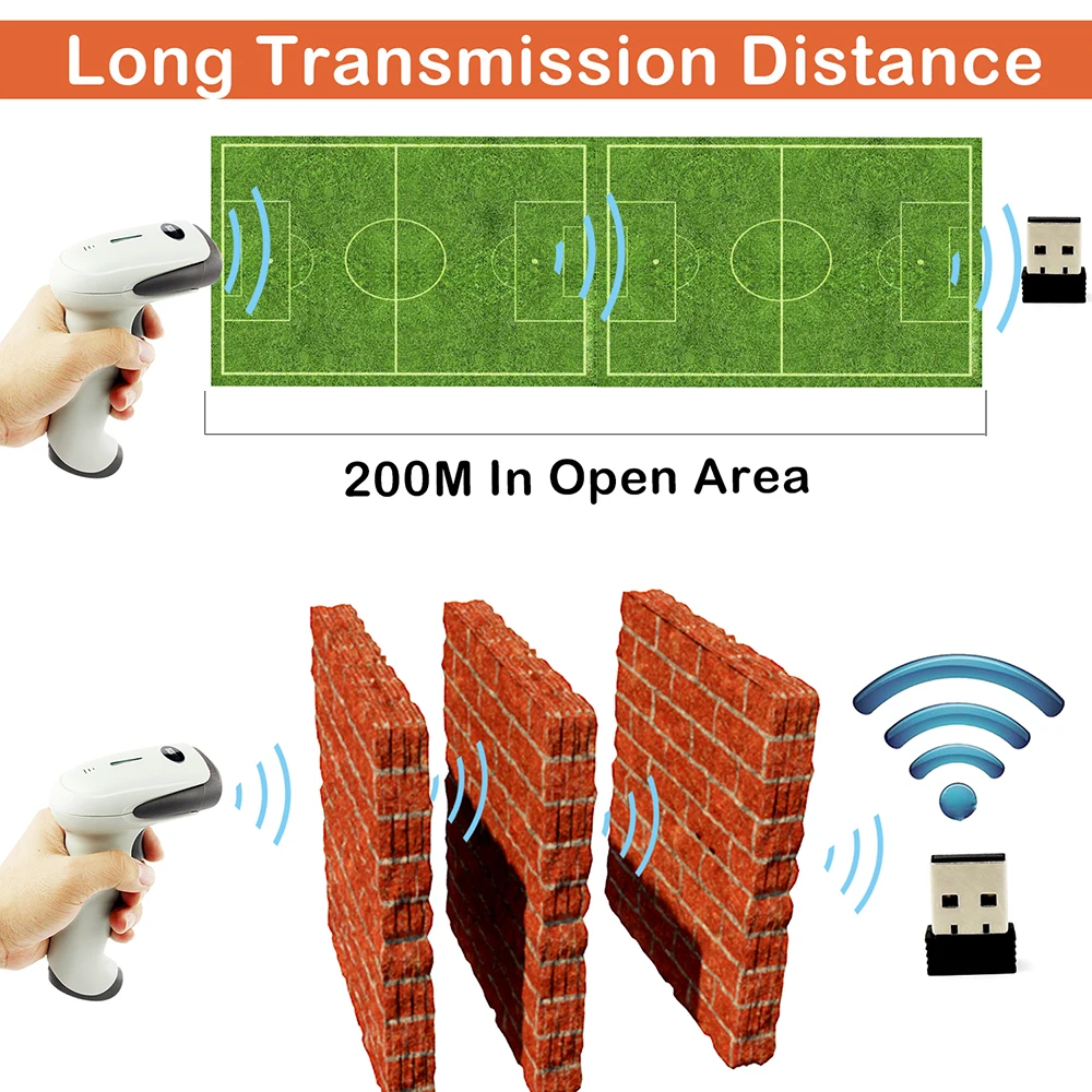 Беспроводной сканер штрих-кода Symcode 1D CCD 2 4G беспроводной USB считыватель с