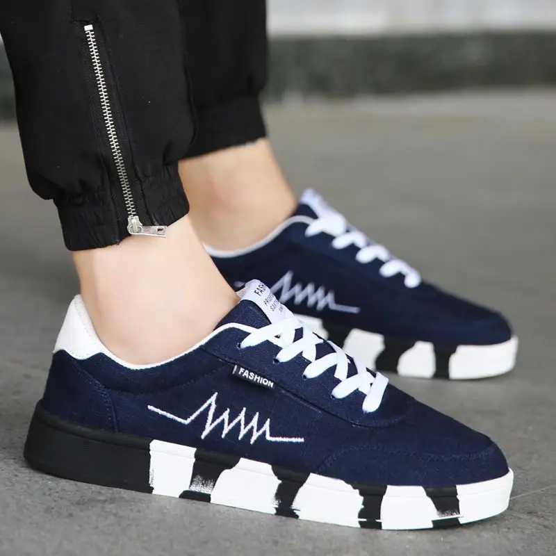 

plus size canvas adult men's sneakers for running summer men shoes sport lightweight men's sports shoes light weight blue B-296