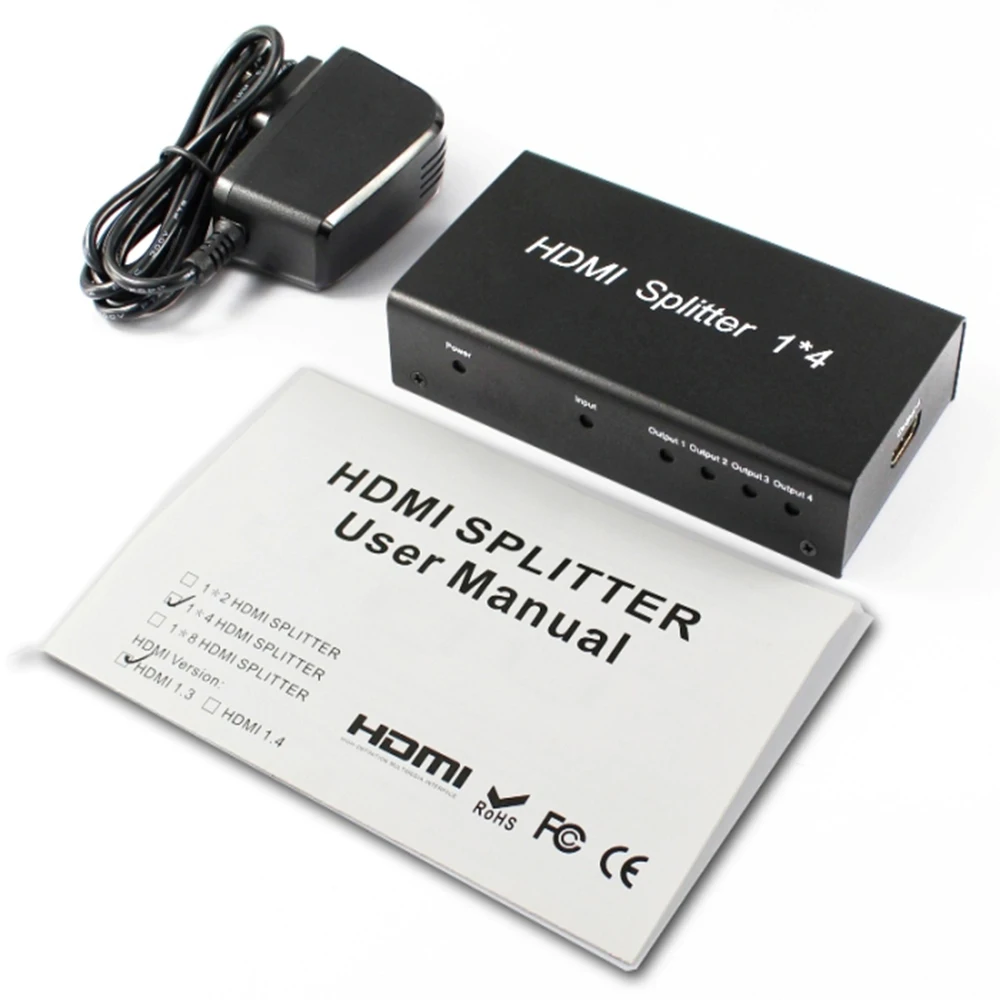 Сплиттер HDMI One to Four 1X4 In Out Поддержка 1080P HD TV делитель|KVM-переключатели| |