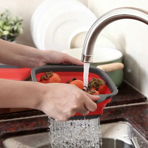 Силиконовый кухонный складной дуршлаг для фруктов ситечко корзина овощей|Другие