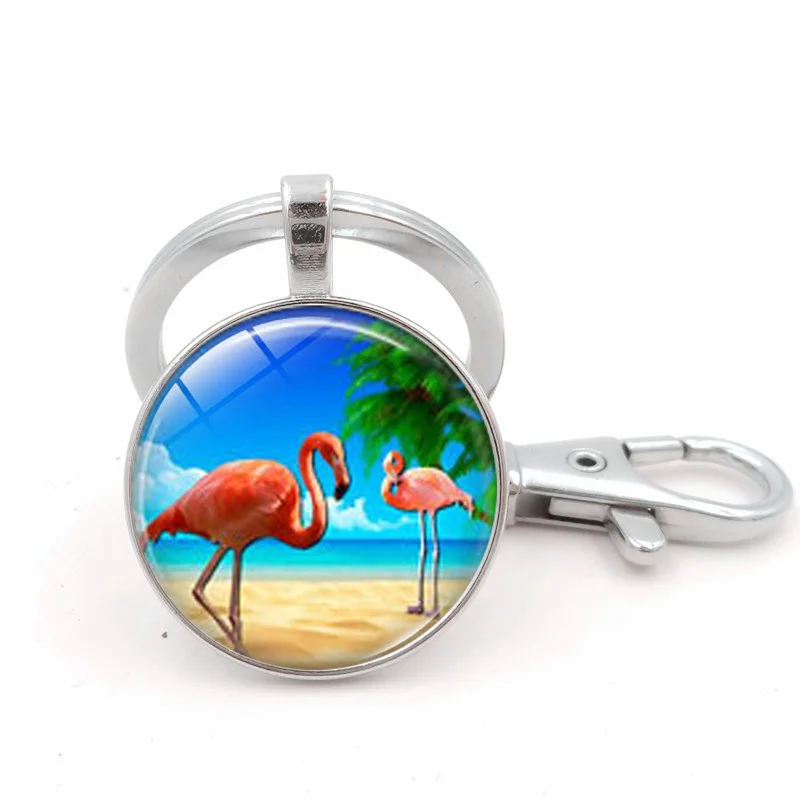 Надменный брелок в виде фламинго простая розовая птица на зеленом фоне Модные