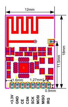 Беспроводной модуль 2 4G SMD XH NF 03 бортовой Антенный интерфейс SPI IoT|Детали и