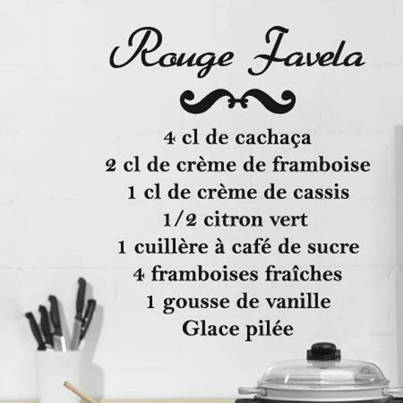 

Cocktail Rouge Favela Art Sticker Restaurant Kitchen Removable Vinyl Wall Stickers DIY Home Decor Waterproof Wallpaper JG1612
