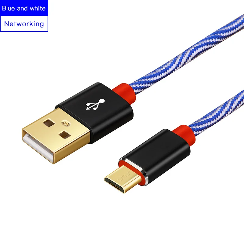 blue-white Lungfish Micro USB кабель 2.4A нейлон Быстрая зарядка USB кабель для передачи данных для samsung huawei Xiaomi Redmi Microusb зарядное устройство Micro USB кабель - Цвет: blue-white
