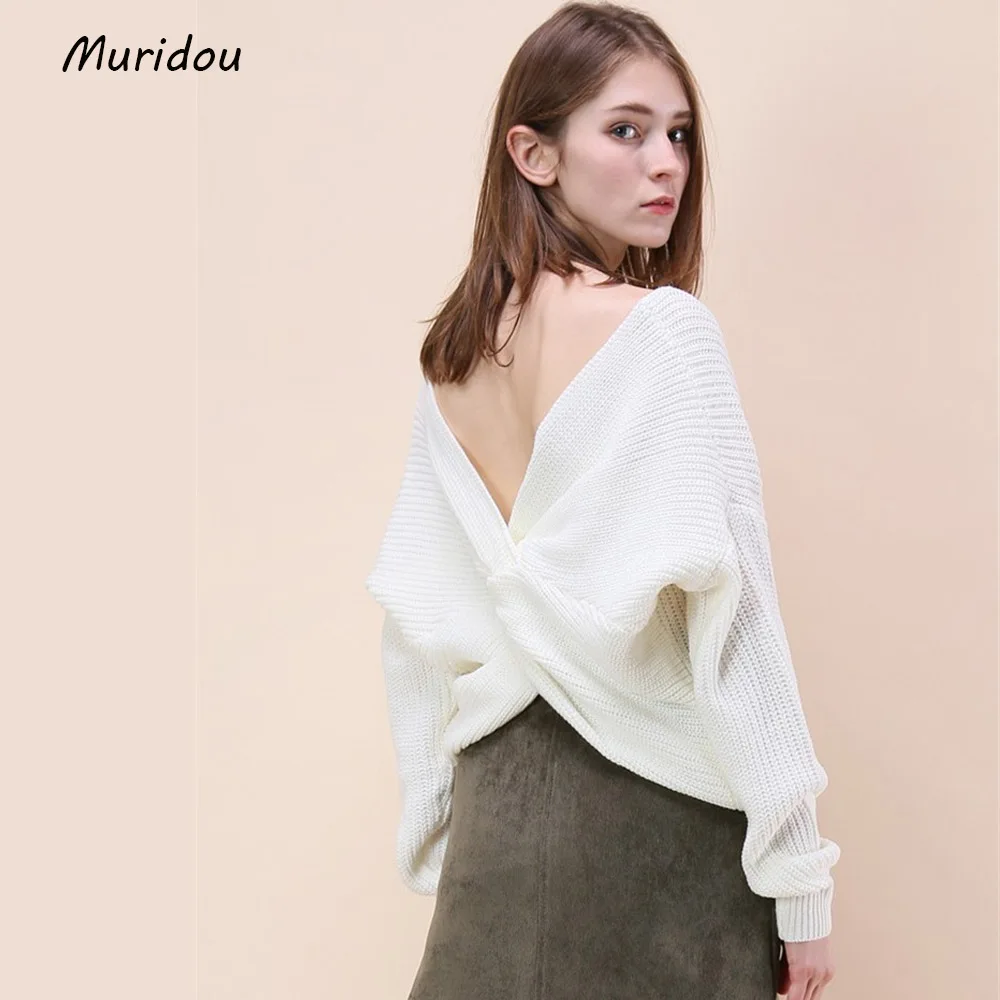 Muridou autumn knitted sweater women pullover Batwing Sleeve winter Autumn pull female knit jumper top 2017 | Женская одежда