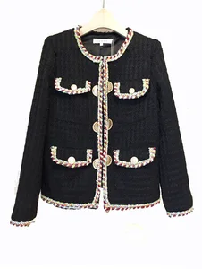 Куртка женская твидовая короткая шерстяная, винтажная верхняя одежда, приталенная теплая ветровка в Корейском стиле, белое пальто, Осень-зима 2018