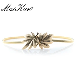 Maikun ремень женский ремень дизайнерский золотой кленовый лист эластичные свадебные ремни для женщин и девушек упругий тощий пояс широкий пояс металлический женский пояс