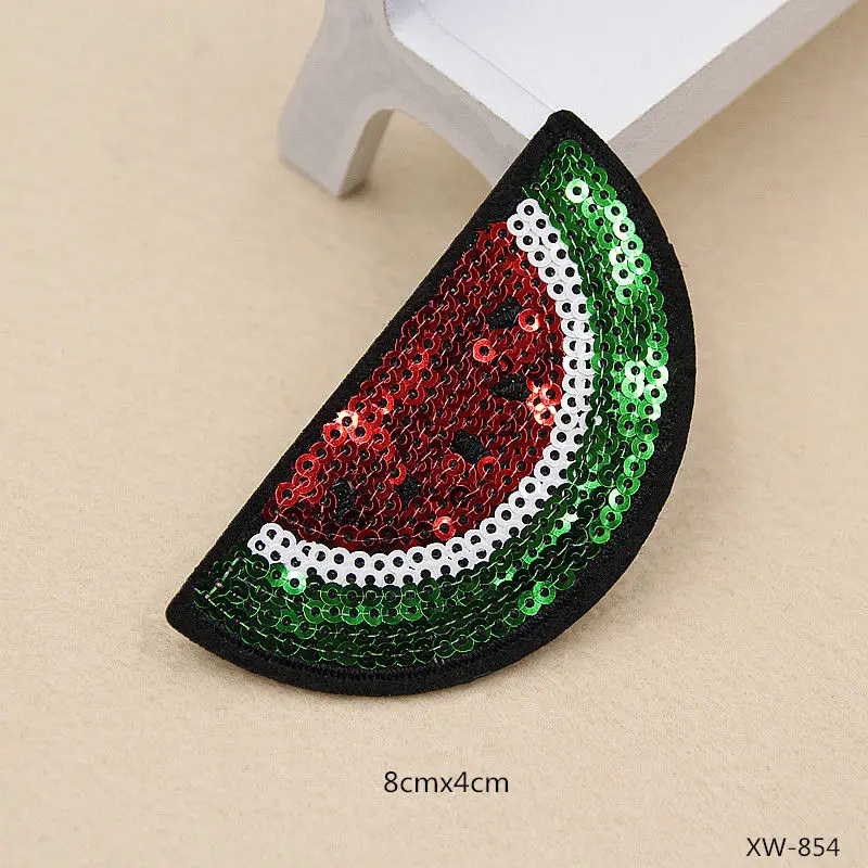 DoreenBeads/футболка с разноцветными фруктами расшитая блестками пришивная наклейка